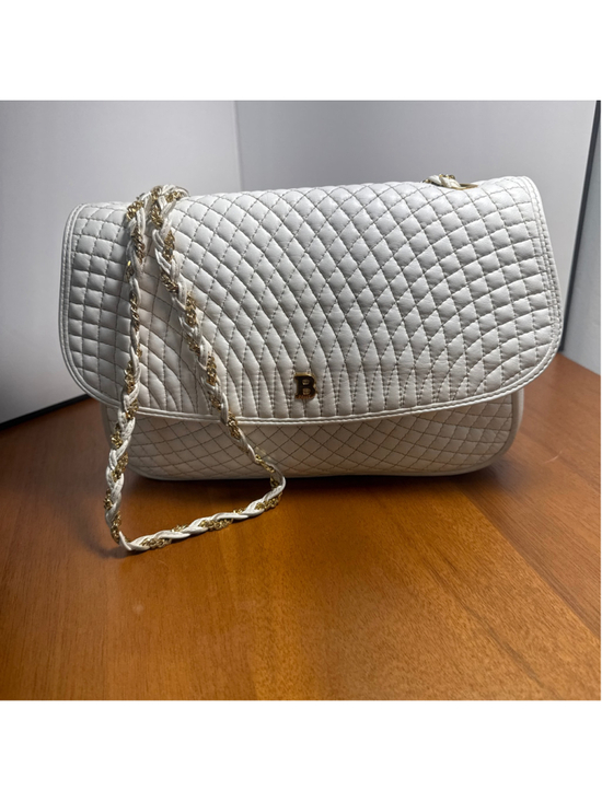 Bally Handbags - Bally Quilted Shoulder Bag White and Gold